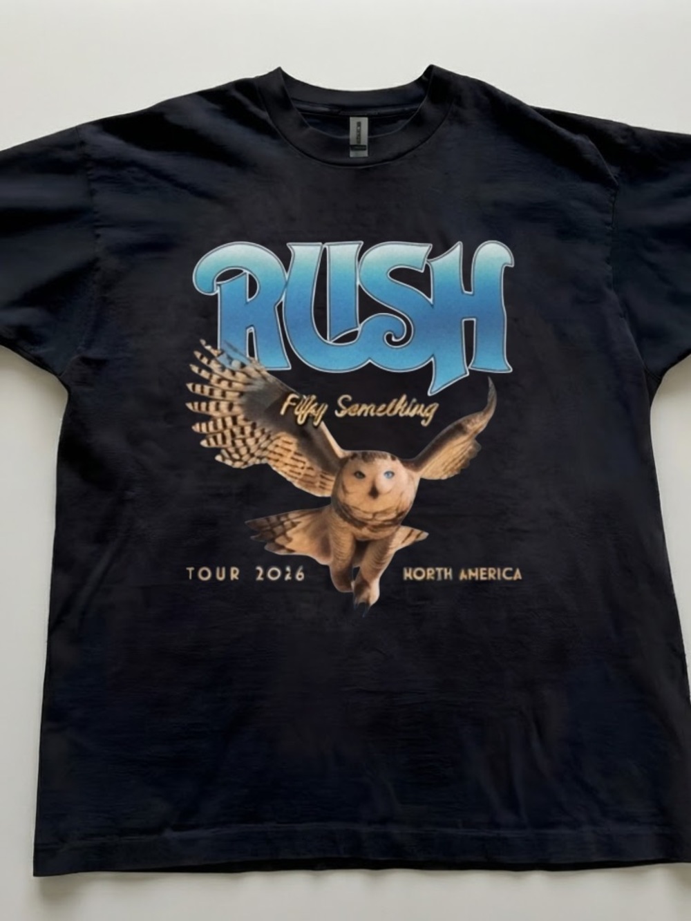 Rush Fifty Something Tour 2026 North America Owl Vintage Black T-Shirt